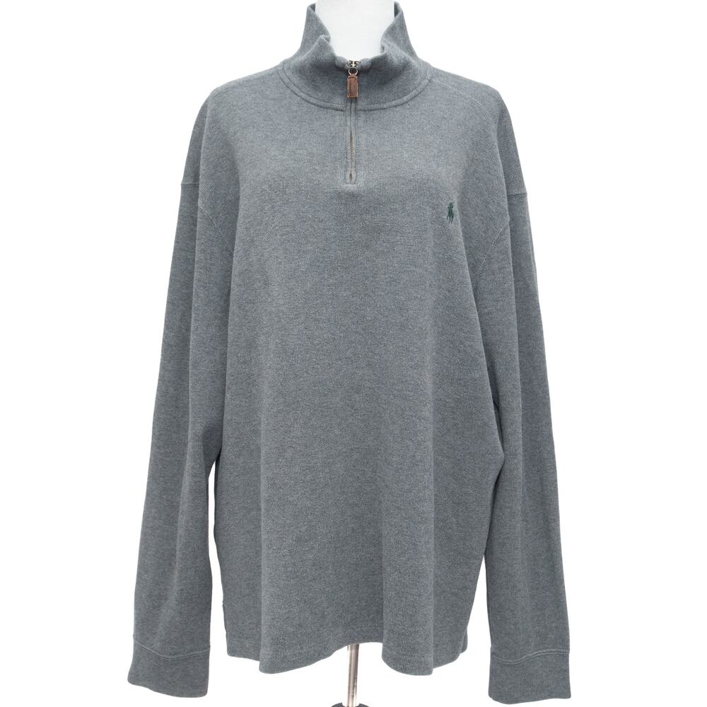 Ralph Lauren Gray 1/4 Quarter Zip Gray Sweater Sweatshirt Size XL